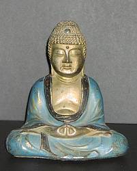 Japanese Solid Metal vintage buddha bookend - matched set probably Armor Bronze Company of NYC (6 in. tall)
