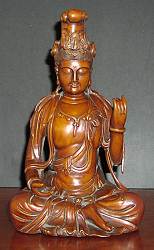 Beautifully carved Boxwood Kwanyin  (11.5 in. tall) - contemporary