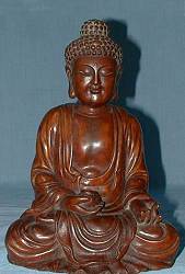 Chinese carved boxwood Buddha (9 in. tall) - Qing Dynasty