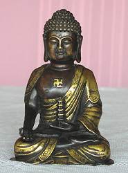 Chinese Buddha - vintage Bronze - fine patina and gilt work (6 in. tall)