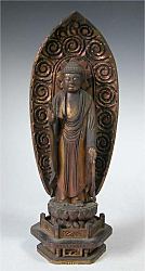 Japanese Amida Nyorai Buddha  - gilt carved wood - (13 in. tall) Edo period 18th century