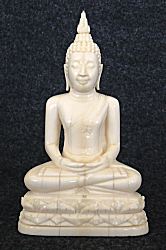 Fine Antique Ivory Thai Buddha seated in meditation posture or dhyana mudra (4 in. tall) - 19th C