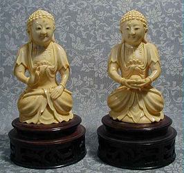 Extremely fine Mio-thmng Style ivory buddhas (5 in. tall) - 19th C