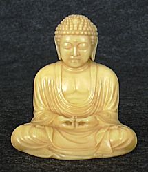 small Japanese ivory Buddha with wonderful golden patina (2.6 in. tall)