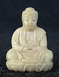 Ivory - tiny Japanese Buddha (1 in. tall)  with incredible detail - early 20th C