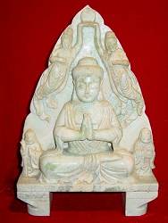 White Jade Buddha with Guan Yin & Monks (14 in. tall) - Chinese Song Dynasty