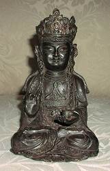 Chinese Bronze with Headdress (7 in. tall) - Qing Dynasty