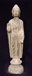 Cambodia/Laos standing stone Buddha (15 in. tall) - nearly matched set - 16th C