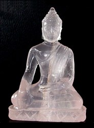 Contemporary Thai 155 ct Rose Quartz carved Buddha (2.2 in. tall)