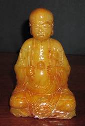 Chinese carved Shoushan Stone Buddha (9 in. tall) - Qing Dynasty