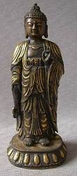 Chinese standing Bronze Buddha (11.5 in. tall) - Qing Dynasty
