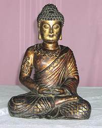 Tibetan Buddha with heavy gilt work - large bronze (15 in. tall) - early 19th C