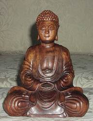 Fine Contemporary Vietnamese carved Huong wood Buddha (11 in. tall)